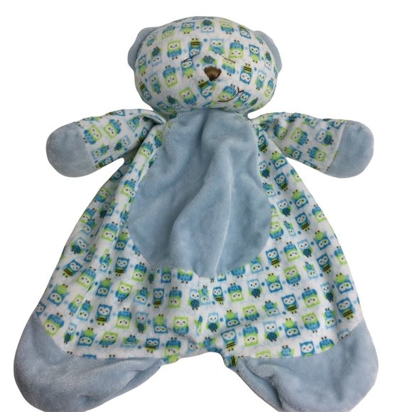 Baby Ganz Other - Baby Ganz Sleepy Time Bear Lovey Security Blanket Owl Green Blue Brown White
